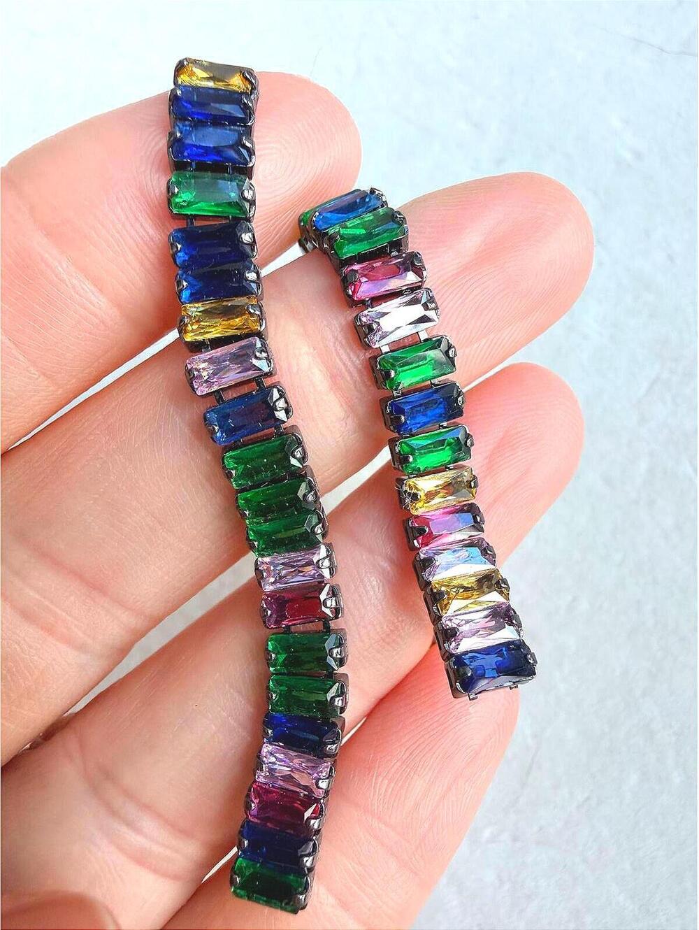 Vintage Chico's Multicolor Baguette Drop Earrings - Picture 8 of 8